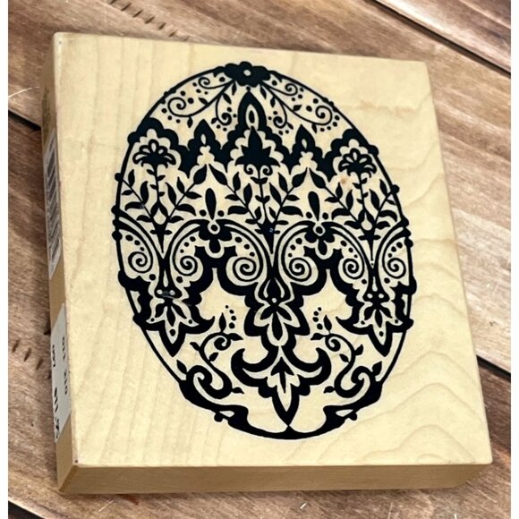 1995 PSX K-1323 VICTORIA'S EASTER EGG WOOD MOUNTED RUBBER STAMP FLOURISH - Picture 1 of 4